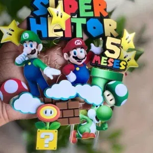 Arquivo digital tema Super Mario e Luigi no formato Studio para topo de bolo e toppers de festa para imprimir e recortar na Silhouette.
