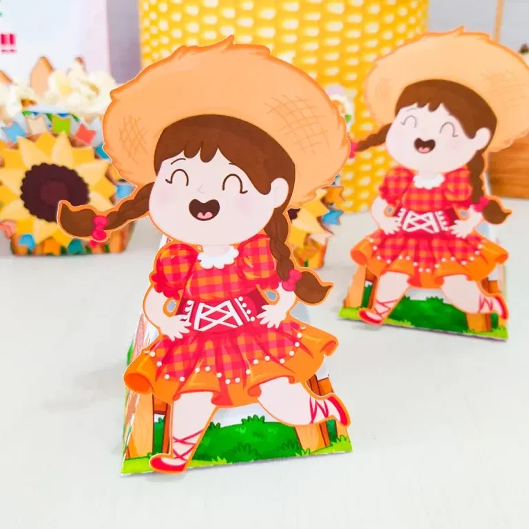 Arquivo de corte para caixas e decoração temática de aniversário festa junina nos formatos Studio e PDF, ideal para festas de luxo e eventos.