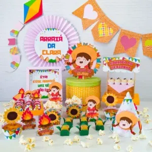 Arquivo de corte digital tema aniversário festa junina nos formatos Studio e PDF para máquinas Silhouette ou tesoura, ideal para personalizados de luxo.