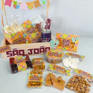 Arquivo para cesta temática e papelaria junina nos formatos Studio e PDF, pronto para imprimir e recortar com texturas de vime ou xadrez.