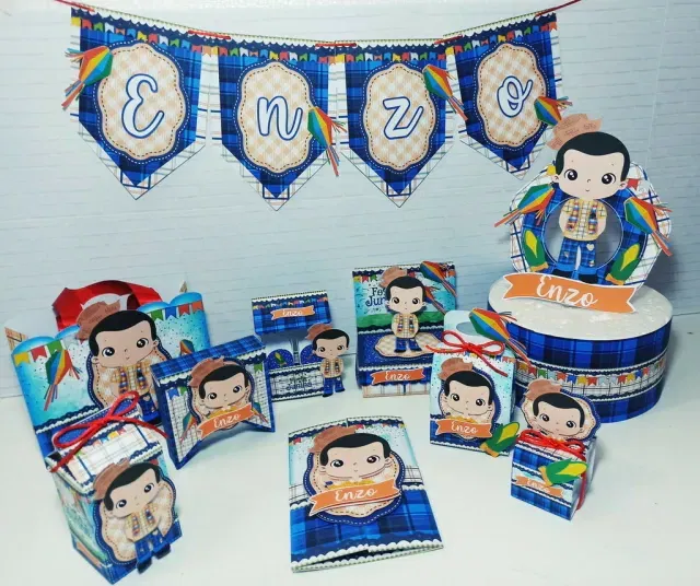 Arquivo para topo de bolo e itens de papelaria junina nos formatos Studio e PDF, configurado para impressão e recorte com alta resolução.