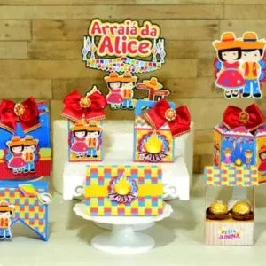 Moldes digitais de decoração para festa junina simples nos formatos Studio e PDF para impressão rápida e personalizados de festas em casa.