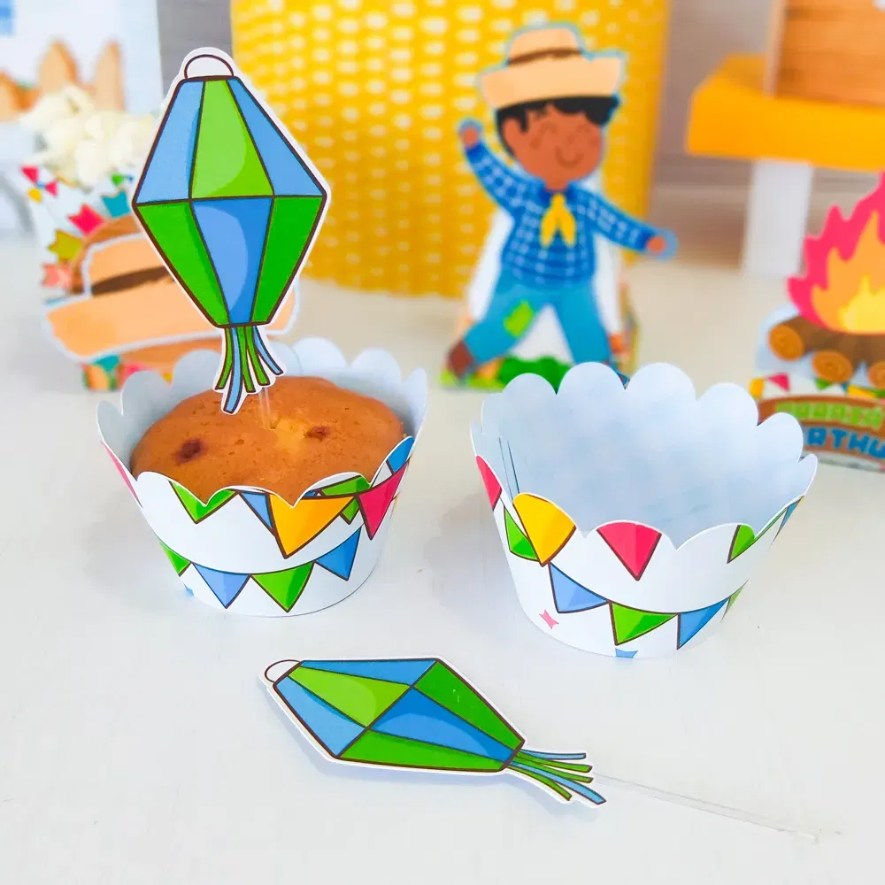 Arquivo de corte para caixas e decoração temática de mesversário festa junina nos formatos Studio e PDF, ideal para festas de luxo e eventos.