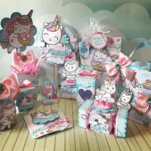 Arquivo de corte digital tema decoração de festa unicórnio nos formatos Studio, PNG e PDF para máquinas Silhouette ou tesoura, ideal para personalizados de luxo.