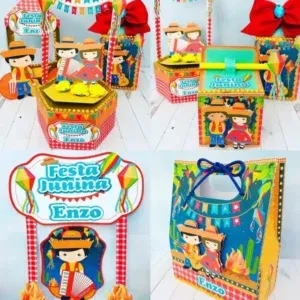 Arquivo de corte digital tema decoração de festa de São João nos formatos Studio e PDF para máquinas Silhouette ou tesoura, ideal para personalizados de luxo.