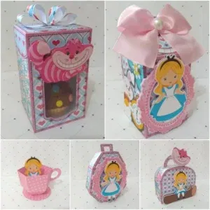 Arquivo de corte digital para debutante no tema Alice no País das Maravilhas nos formatos Studio e PDF para máquinas Silhouette ou tesoura, ideal para personalizados de luxo e convites especiais.