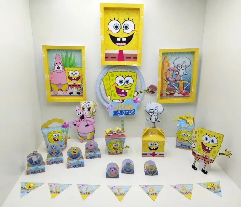 Aniversario Bob Esponja Simples Studio Png e Pdf