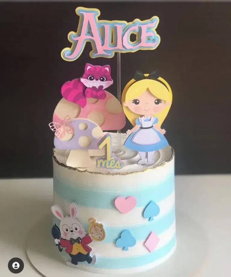 Topo de Bolo Alice No Pais Das Maravilhas Studio