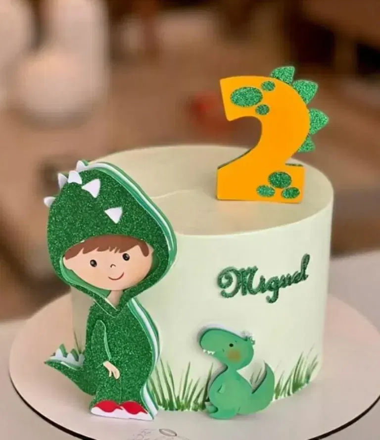 Topo de Bolo Menino Dinossauro Studio