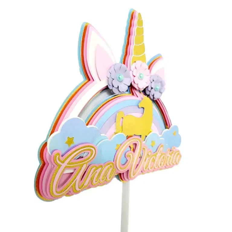 Topper Bolo de Aniversario Unicornio Studio