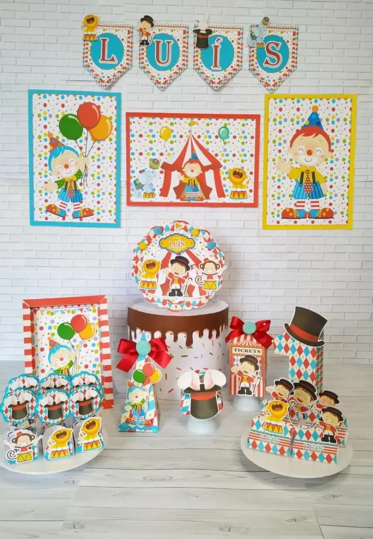 Centro de Mesa Circo Menino Studio e Pdf