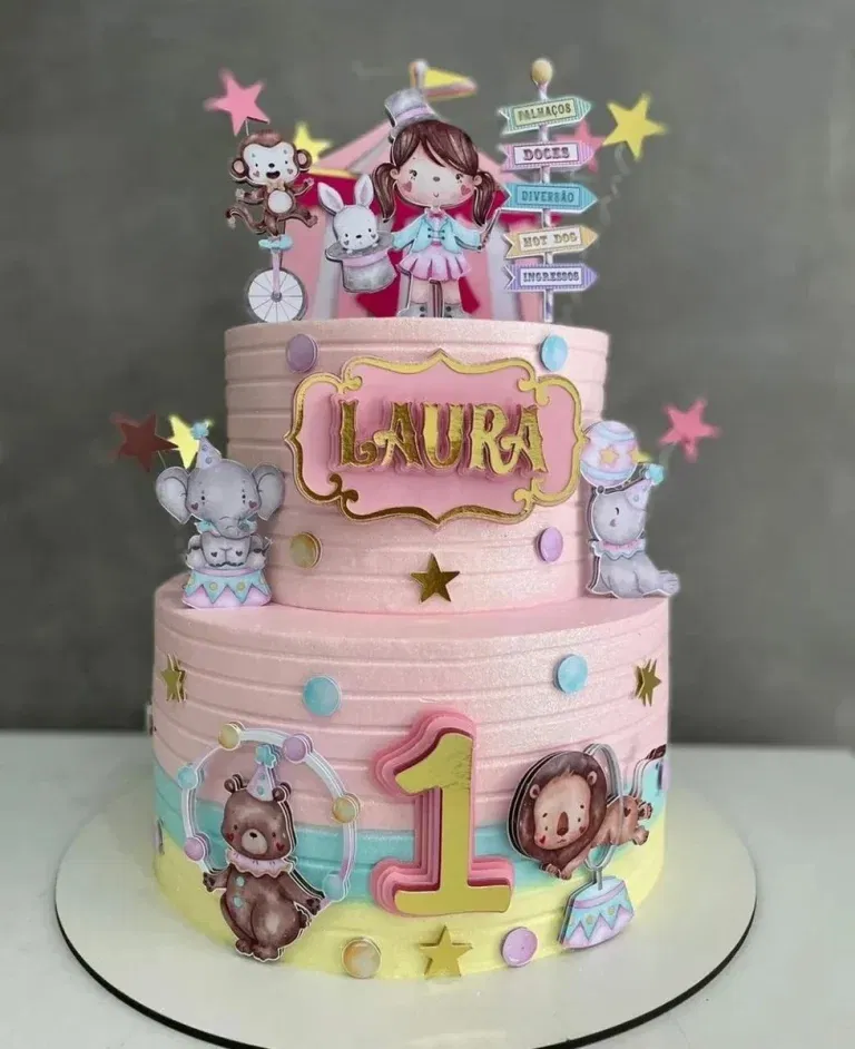 Topo de Bolo Circo Menina Studio